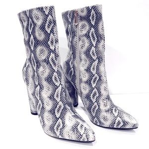 Black and White Snake Skin Booties Size 8
